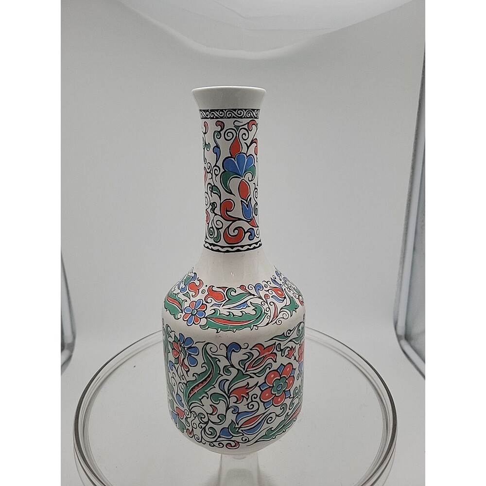 Metaxa Old Hand Made Porcelain Bottle Greek Alcohol Empty Floral  Blue Greece